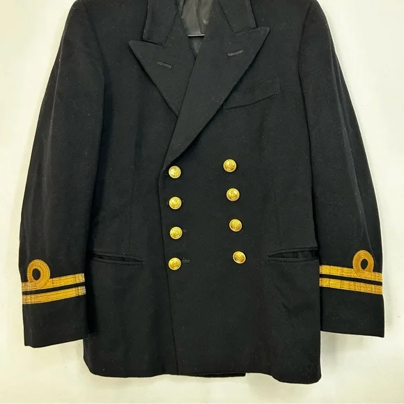 Vintage 60s Royal Navy Lieutenant Rank Military Dress Jacket  Gieves Black Navy - Picture 5 of 16